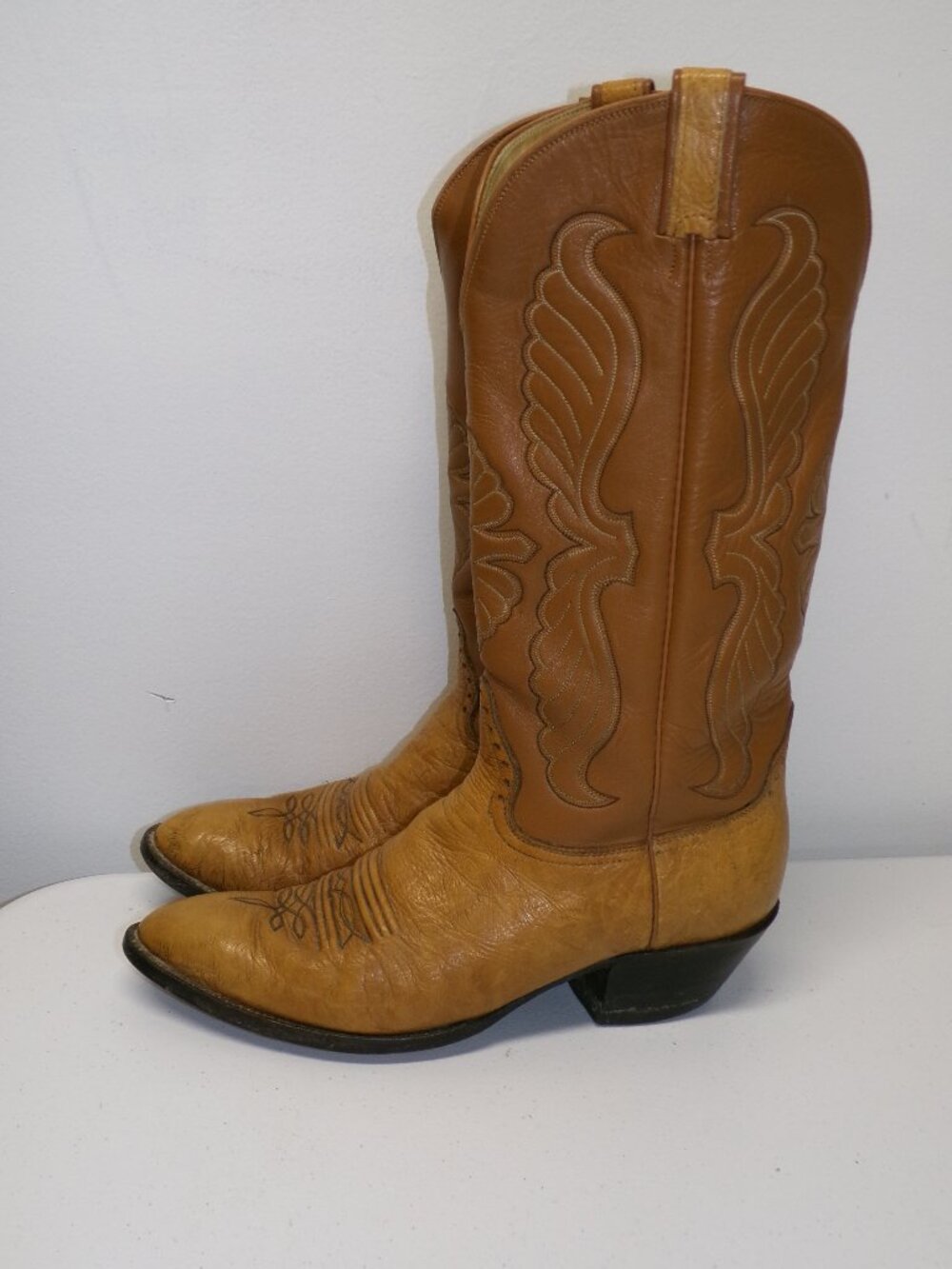 Vintage 90s Hondo Boots El Paso Texas Golden Tan Cowboy Rodeo Boots 11 B #8940